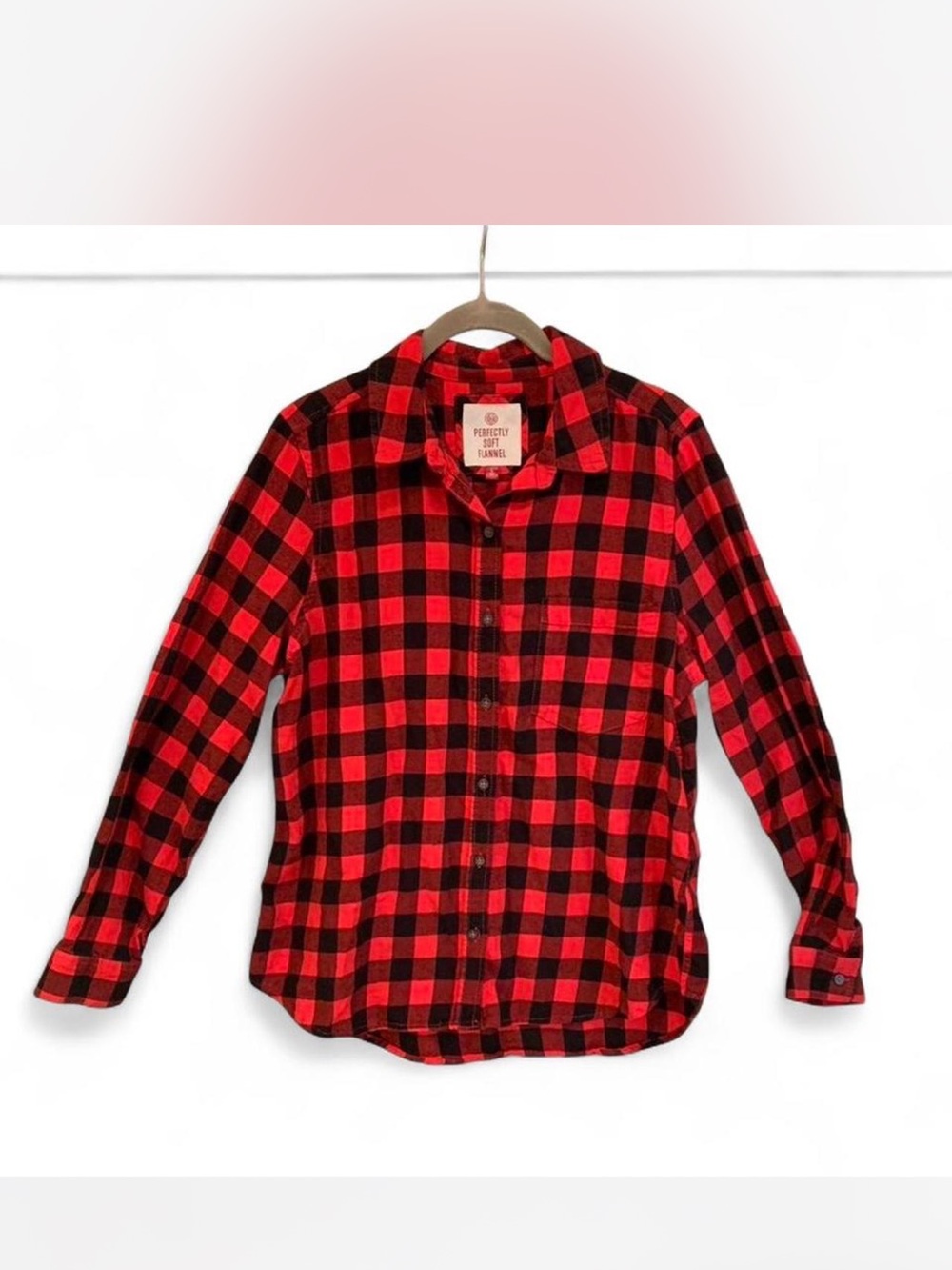 SO Red and Black Buffalo Plaid Button-Down Shirt size L